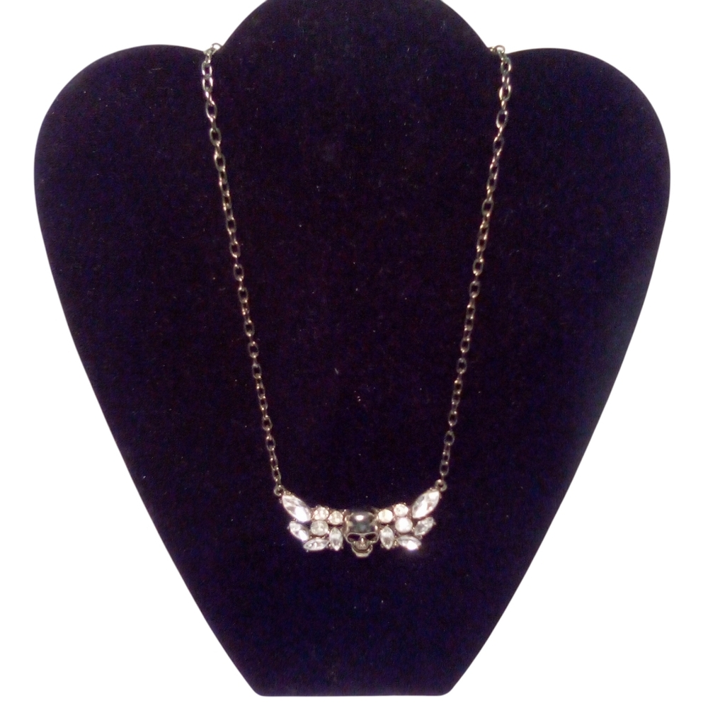 Fashion Necklace Skull Rhinestone Choker Goth Grunge Biker Lobster Claw Clasp